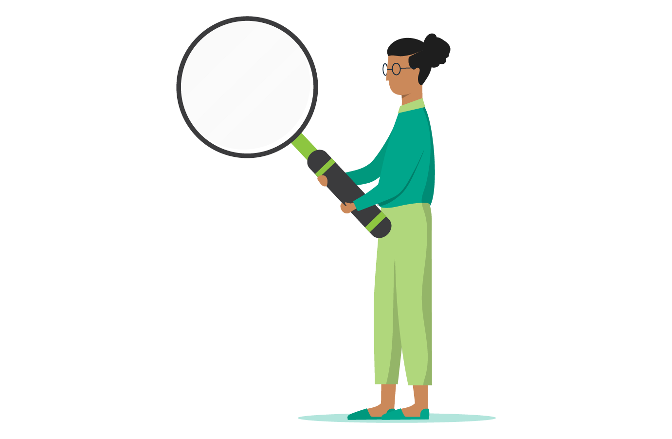 magnifying glass held by lady