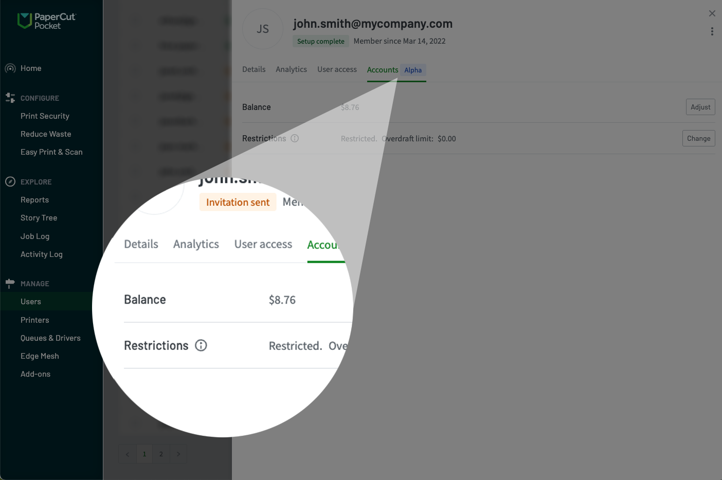 User quota management